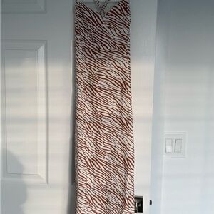 Zara Brown and White Animal Print Dress